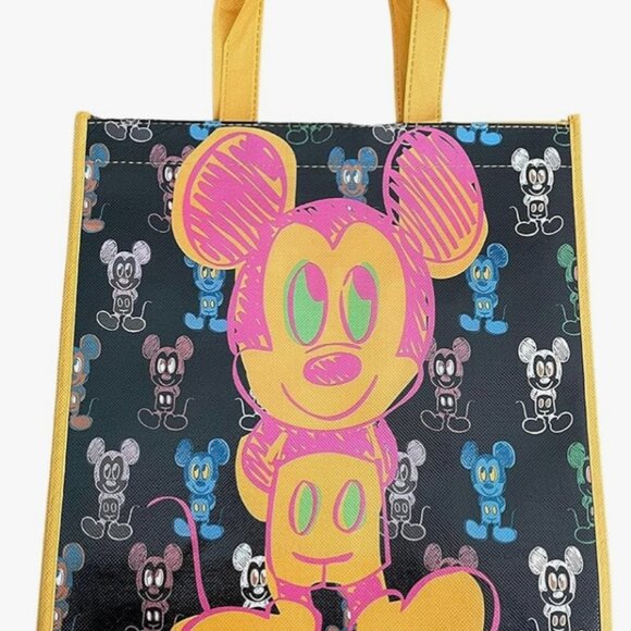 Disney Stencil Pop Art Mickey Mouse Neon Shopper Tote Bag Grocery Beach Shopping - Picture 2 of 7